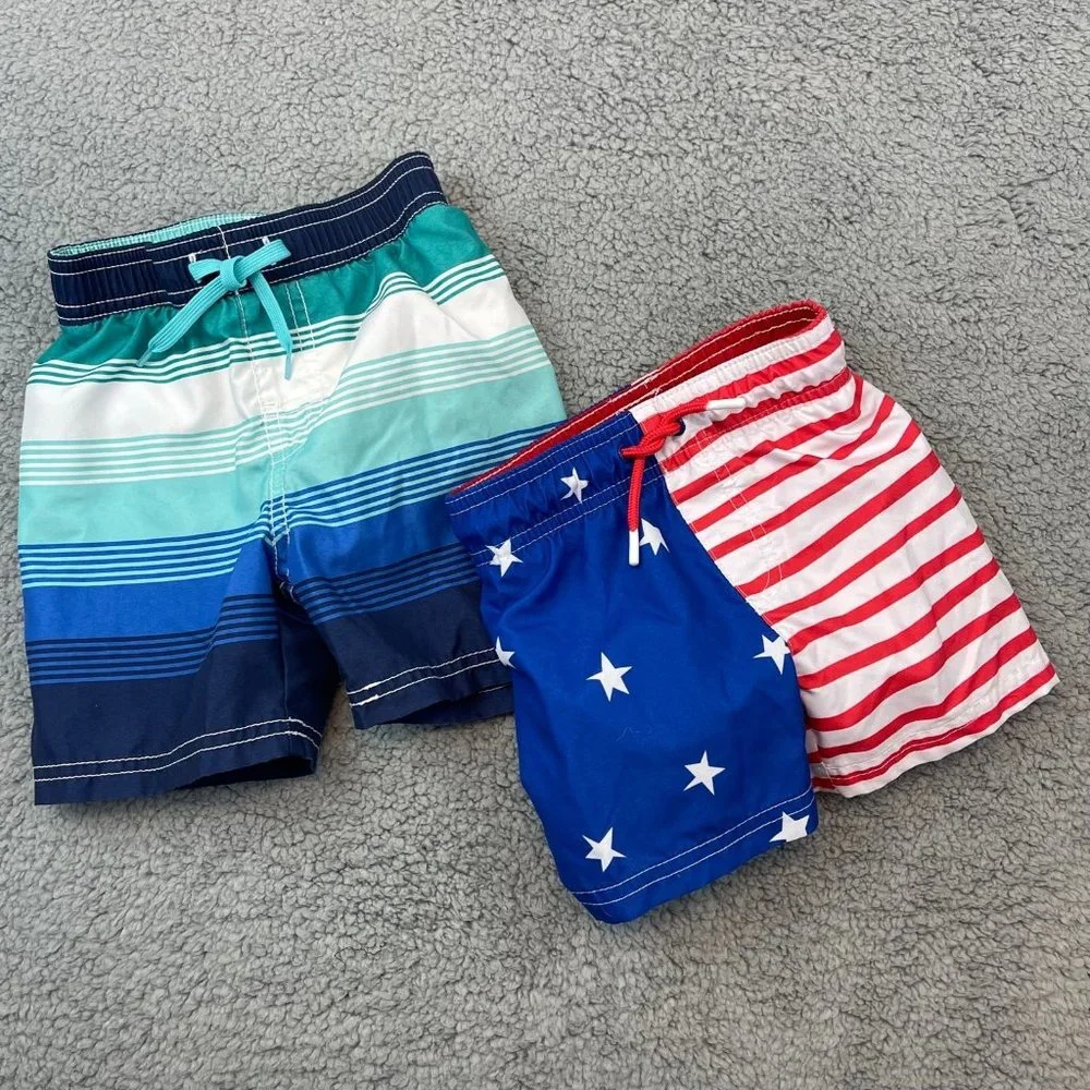 Cat & Jack Boys Swim Trunks Bundle Set of 2 Baby Size 18 Months